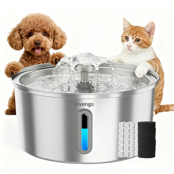 Pet Stainless Steel Water Fountain with 3.2L - Invengo Meowflow B50