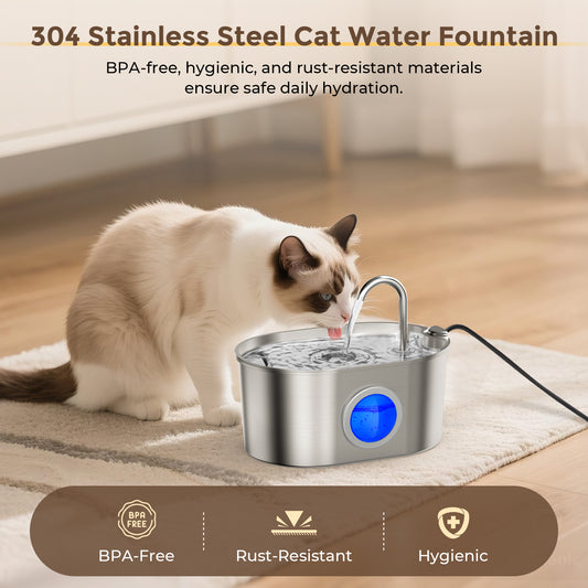 Invengo Pet Stainless Steel Water Fountain with 2.2L
