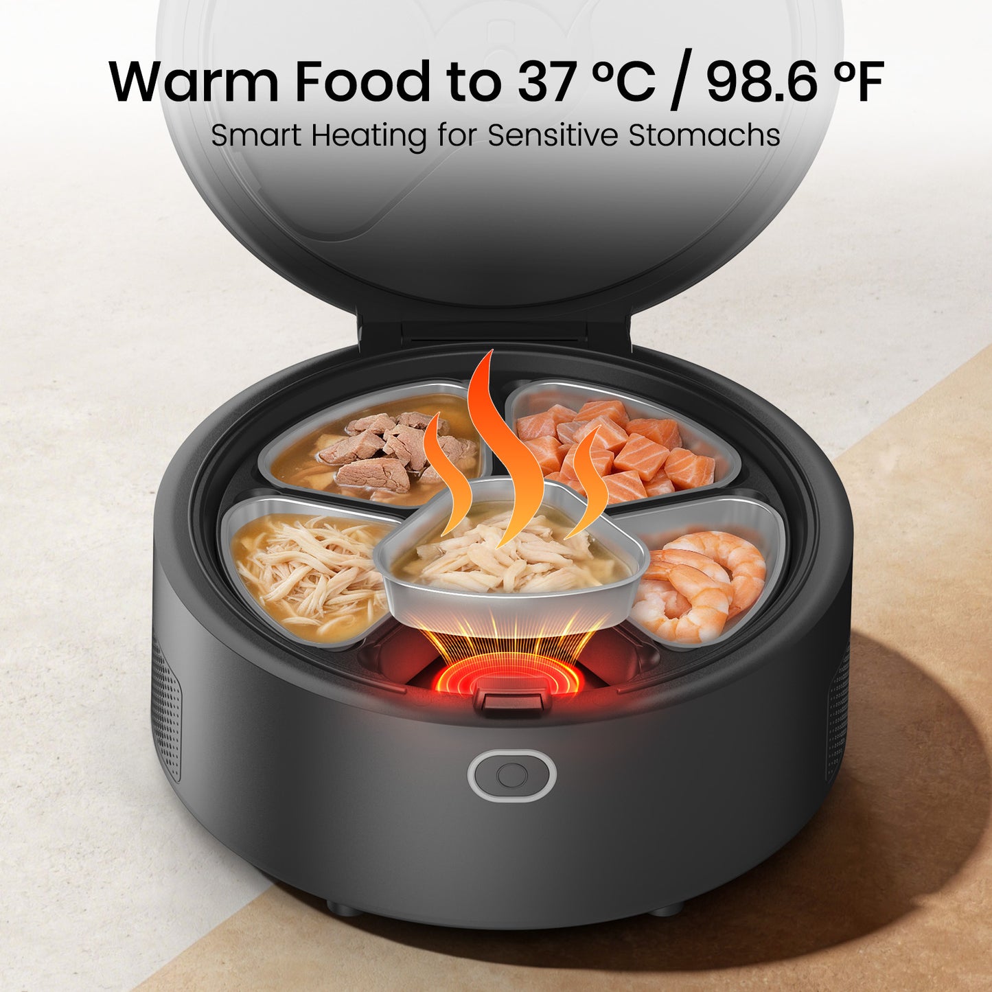 Automatic Refrigerated Wet Cat Food Feeder, App Controlled Smart Cat Feeder with Semiconductor Cooling, Keeps Wet Food Fresh Up to 5 Days, Stainless Steel Trays, Scheduled Feeding  - Black