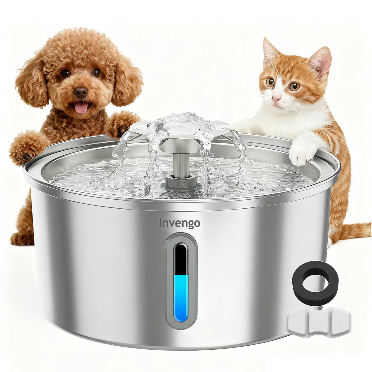 Pet Stainless Steel Water Fountain with 3.2L - Invengo Meowflow B50